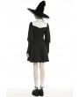 Dark in Love Black and White Gothic Witch Long Sleeve Short Dress