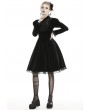Dark in Love Black Gothic Doll Velvet Long Sleeves Midi Dress
