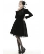 Dark in Love Black Gothic Doll Velvet Long Sleeves Midi Dress