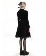 Dark in Love Black Gothic Doll Velvet Long Sleeves Midi Dress