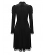 Dark in Love Black Gothic Doll Velvet Long Sleeves Midi Dress