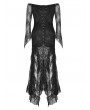 Dark in Love Black Romantic Gothic Lace Off-the-Shoulder Long Fishtail Dress