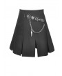 Dark in Love Black Gothic Grunge Punk Metal Chain Pleated Mini Skirt