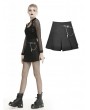 Dark in Love Black Gothic Grunge Punk Metal Chain Pleated Mini Skirt