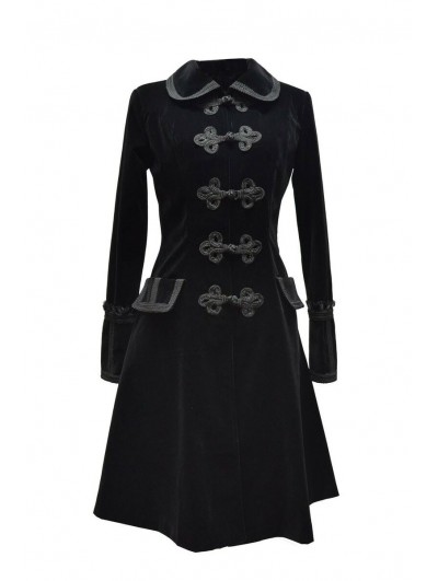 Pentagramme Black Chinese Style Gothic Long Coat for Women