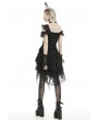 Dark in Love Black Gothic Off-the-Shoulder Lace Irregular Short Party Dress