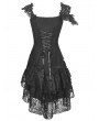 Dark in Love Black Gothic Off-the-Shoulder Lace Irregular Short Party Dress