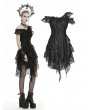 Dark in Love Black Gothic Off-the-Shoulder Lace Irregular Short Party Dress