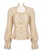 Dark in Love Ivory Vintage Steampunk Long Sleeve Blouse for Women