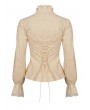Dark in Love Ivory Vintage Steampunk Long Sleeve Blouse for Women