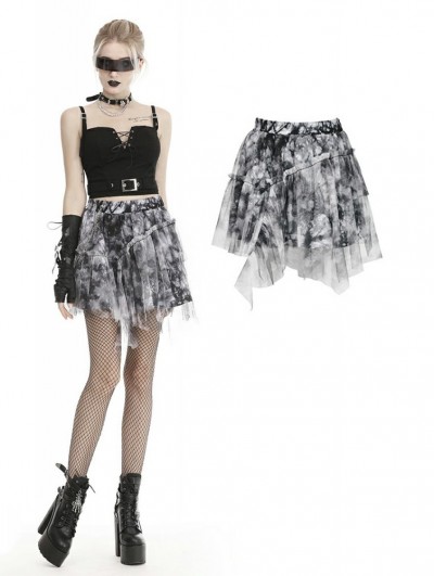 Dark in Love Black Gothic Punk Grunge Decadent Irregular Mini Skirt