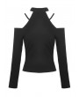 Dark in Love Black Gothic Punk Off-the-Shoulder Long Sleeve Casual T-Shirt for Women