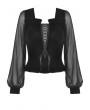 Dark in Love Black Vintage Gothic Velvet Long Sleeve Daily Wear Shirt for Women