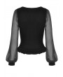 Dark in Love Black Vintage Gothic Velvet Long Sleeve Daily Wear Shirt for Women