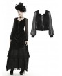 Dark in Love Black Vintage Gothic Velvet Long Sleeve Daily Wear Shirt for Women