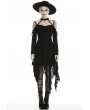 Dark in Love Black Gothic Grunge Off-the-Shoulder Irregular Long Sleeve Daily Wear Dress 