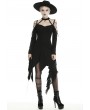 Dark in Love Black Gothic Grunge Off-the-Shoulder Irregular Long Sleeve Daily Wear Dress 