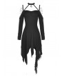 Dark in Love Black Gothic Grunge Off-the-Shoulder Irregular Long Sleeve Daily Wear Dress 