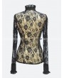 Pentagramme Black Rose Lace Keyhole Sexy Gothic Blouse for Women