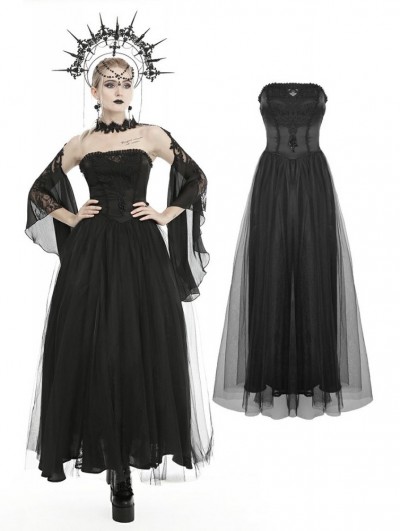 Dark in Love Black Vintage Gothic Strapless Gorgeous Maxi Prom Party Dress