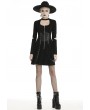 Dark in Love Black Gothic Punk Long Sleeve Short Casual Dress with Detachable Belt