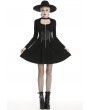 Dark in Love Black Gothic Punk Long Sleeve Short Casual Dress with Detachable Belt