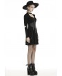 Dark in Love Black Gothic Punk Long Sleeve Short Casual Dress with Detachable Belt