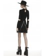 Dark in Love Black Gothic Punk Long Sleeve Short Casual Dress with Detachable Belt