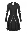 Dark in Love Black Gothic Punk Long Sleeve Short Casual Dress with Detachable Belt