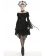 Dark in Love Black Gothic Decadent Off-the-Shoulder Long Sleeve Cocktail Party Dress