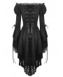 Dark in Love Black Gothic Decadent Off-the-Shoulder Long Sleeve Cocktail Party Dress