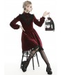 Dark in Love Dark Red Gothic Velvet Cross Long Lantern Sleeve Midi Dress