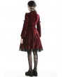 Dark in Love Dark Red Gothic Velvet Cross Long Lantern Sleeve Midi Dress