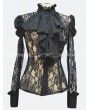 Pentagramme Black Rose Lace Bowtie Sexy Gothic Blouse for Women