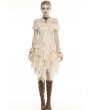 Dark in Love Ivory Steampunk Gothic Asymmetric Frilly Lace Dress
