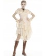 Dark in Love Ivory Steampunk Gothic Asymmetric Frilly Lace Dress
