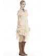 Dark in Love Ivory Steampunk Gothic Asymmetric Frilly Lace Dress