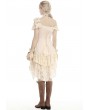 Dark in Love Ivory Steampunk Gothic Asymmetric Frilly Lace Dress