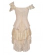 Dark in Love Ivory Steampunk Gothic Asymmetric Frilly Lace Dress