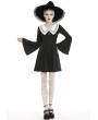 Dark in Love Black and White Cute Gothic Grunge Long Sleeve Short Daily Wear Dress 