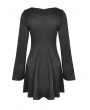 Dark in Love Black and White Cute Gothic Grunge Long Sleeve Short Daily Wear Dress 