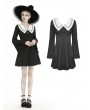 Dark in Love Black and White Cute Gothic Grunge Long Sleeve Short Daily Wear Dress 