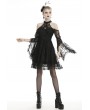 Dark in Love Black Gothic Off-the-Shoulder Lace Long Sleeve Short Party Dress
