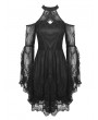 Dark in Love Black Gothic Off-the-Shoulder Lace Long Sleeve Short Party Dress