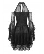 Dark in Love Black Gothic Off-the-Shoulder Lace Long Sleeve Short Party Dress