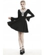 Dark in Love Black and White Gothic Grunge Long Sleeve Daily Wear Short Dress