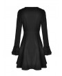 Dark in Love Black and White Gothic Grunge Long Sleeve Daily Wear Short Dress