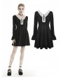 Dark in Love Black and White Gothic Grunge Long Sleeve Daily Wear Short Dress