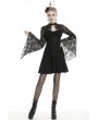 Dark in Love Black Gothic Elegant Lace Long Trumpet Sleeve Short Dress