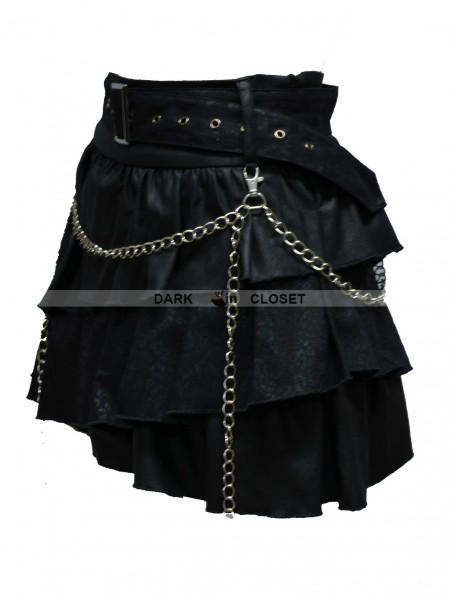 Pentagramme Black Gothic Punk Short Skirt - DarkinCloset.com